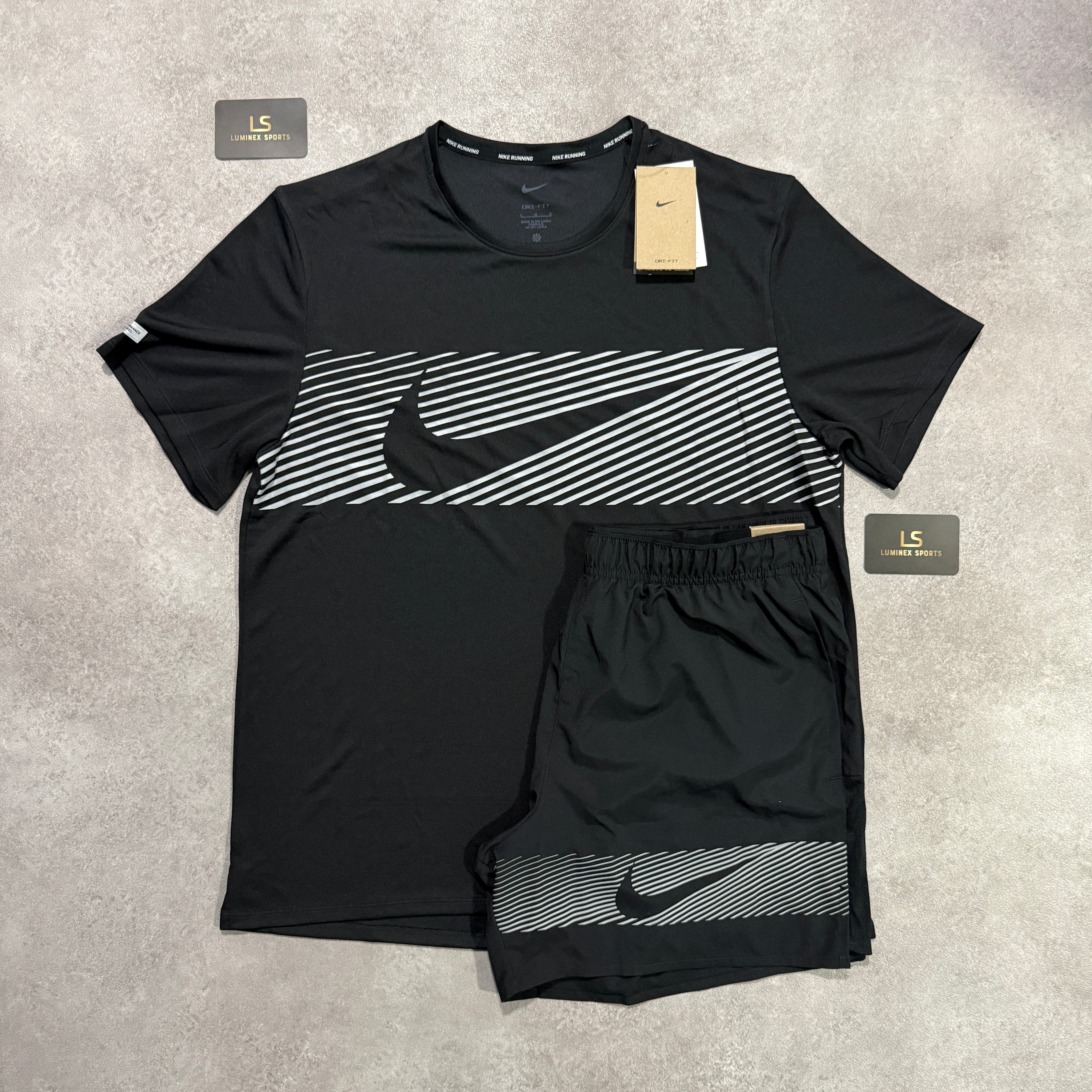 Nike Flash Miler T-Shirt Set - Black