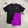 Nike Miler T-Shirt Set - Black / Vivid Purple