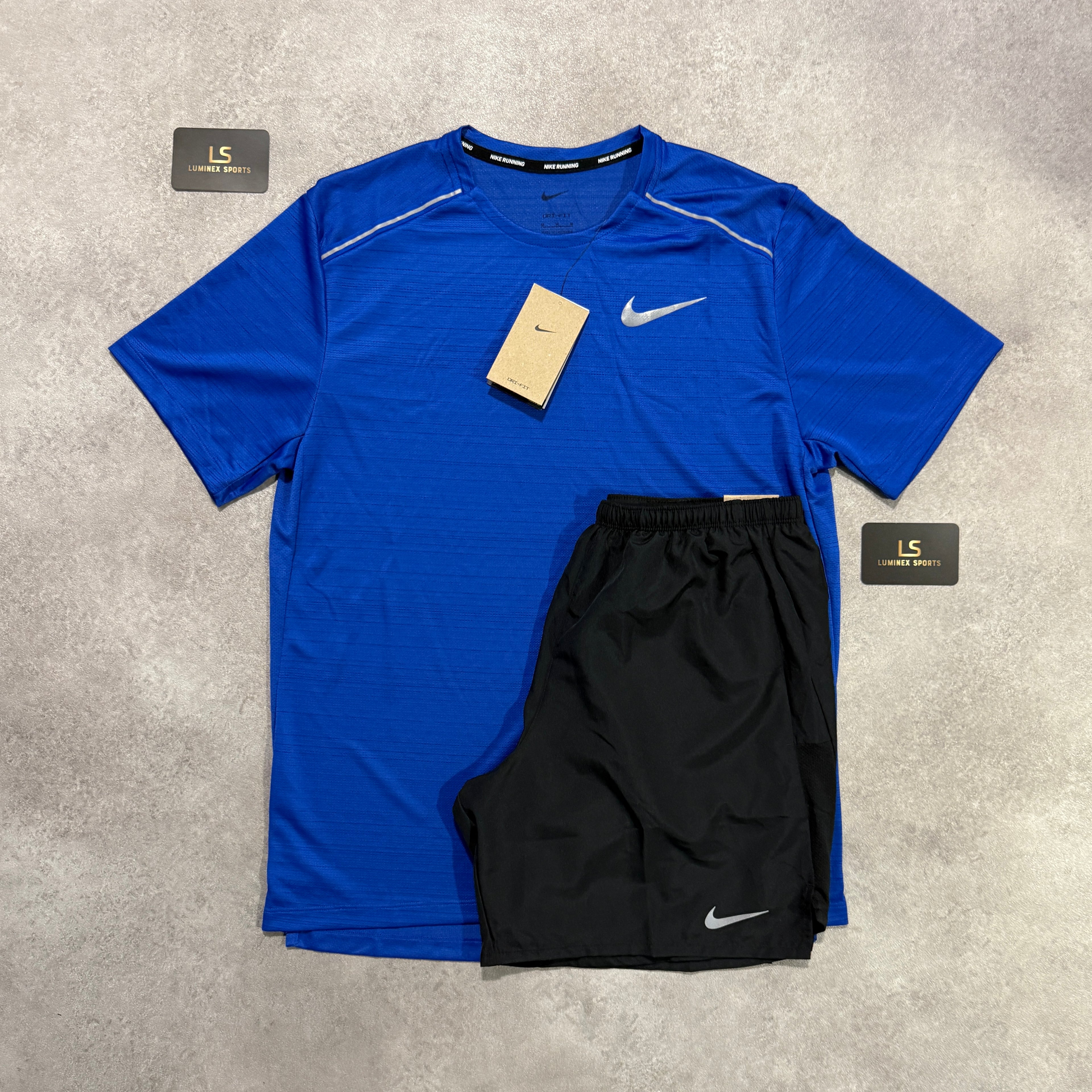 Nike Miler T-Shirt Set - Royal Blue / Black